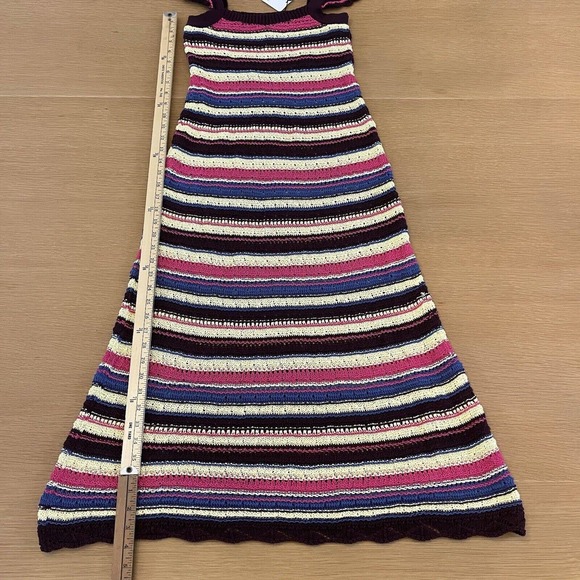 Women's Zara Special Edition Size S Crochet Knit Striped Maxi Dress NWT New - Picture 7 of 10